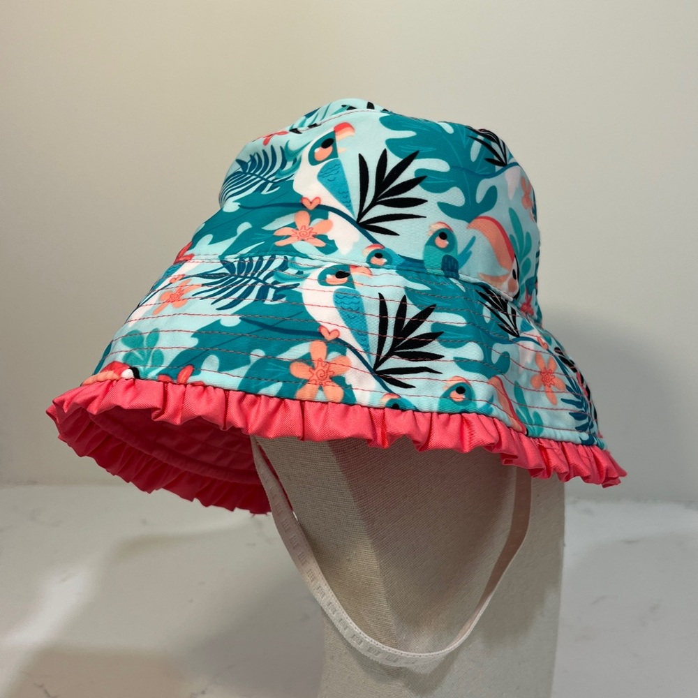 UVSkinz Tropical Toucan Reversible Bucket Hat with Pink Trim, Small Child